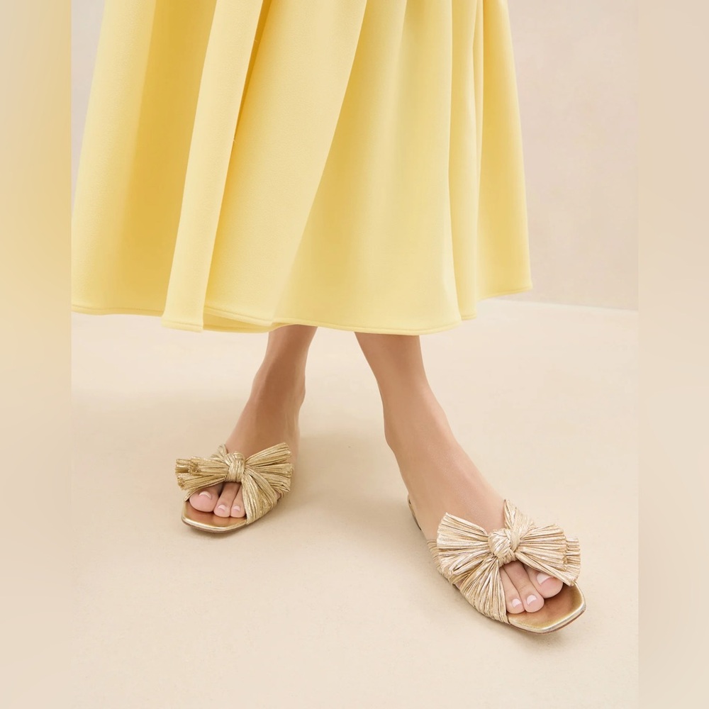 CCOCCI Women's Cream Bow Slide Sandals